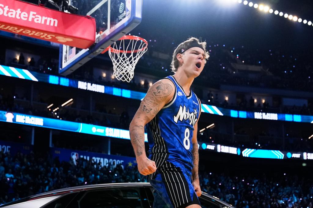 Mac McClung slams one over car to pull off 3-peat in NBA dunk contest