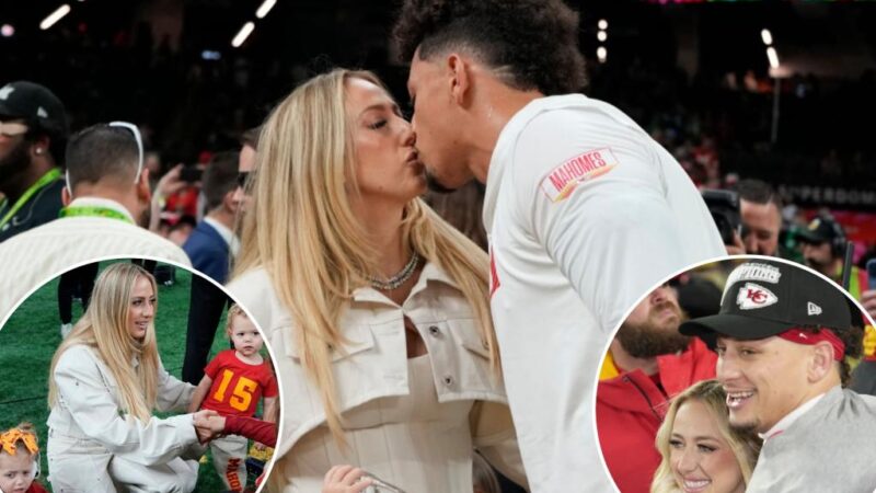 Patrick Mahomes kisses wife Brittany before start of Super Bowl 2025