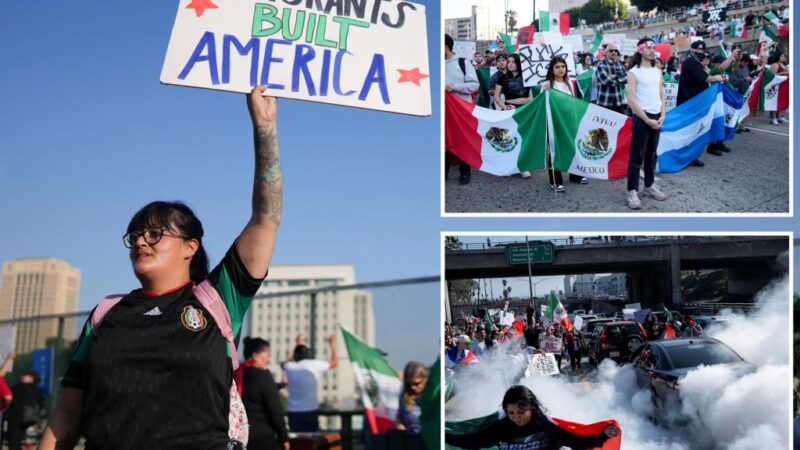 Protesters against Trump’s immigration crackdown block Los Angeles freeway