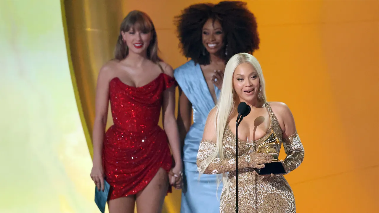 Taylor Swift presents Beyoncé Grammy for best country album: ‘Was not expecting this’