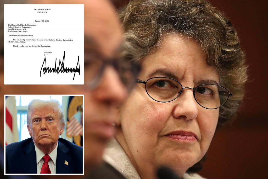 Trump fires Democratic Federal Election Commission Chairwoman Ellen Weintraub