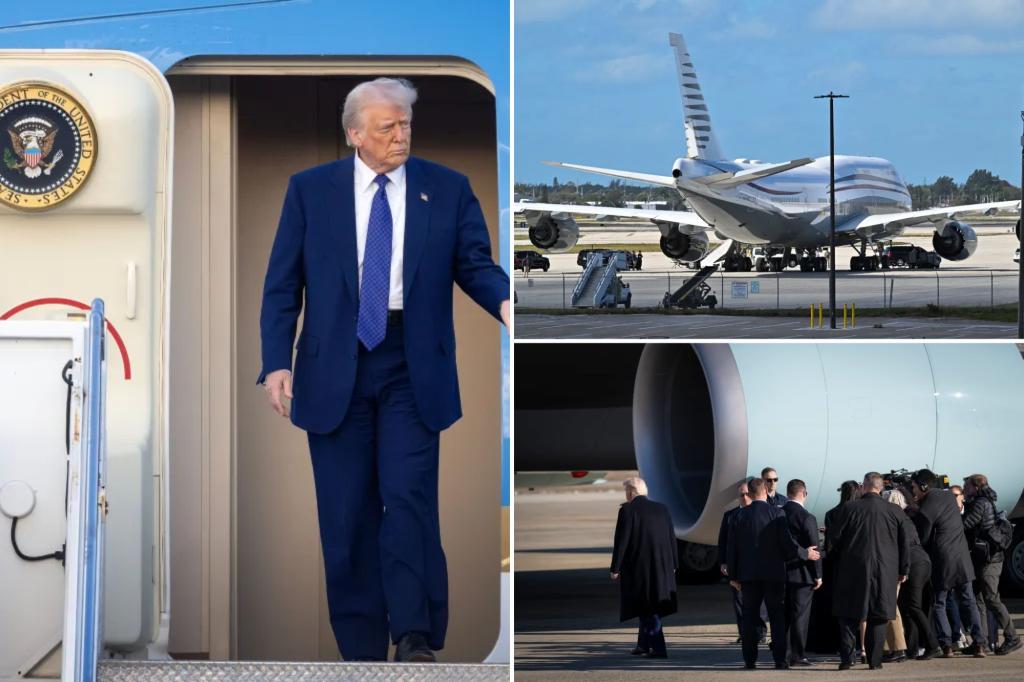 Trump tours Boeing 747 in Florida as Air Force One delays hit company