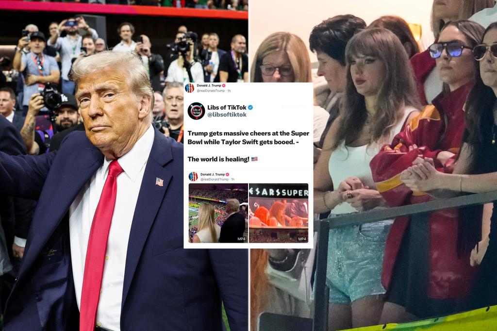 Trump trolls Taylor Swift after singer is ‘booed’ at Super Bowl 2025