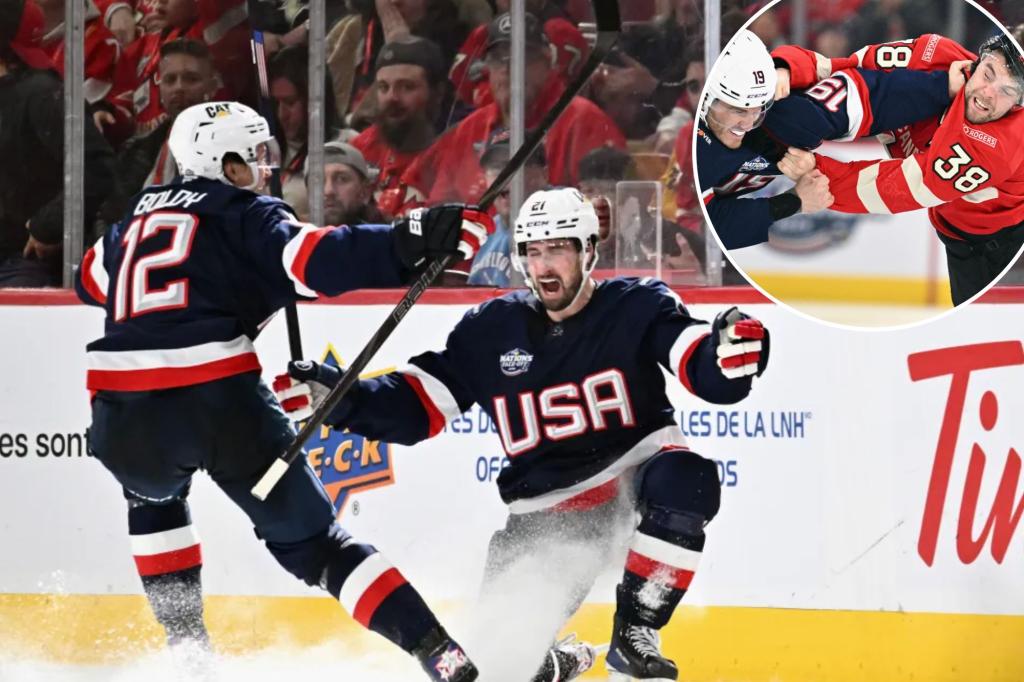 USA stuns Canada in fight-filled classic to reach final in 4 Nations Face-Off