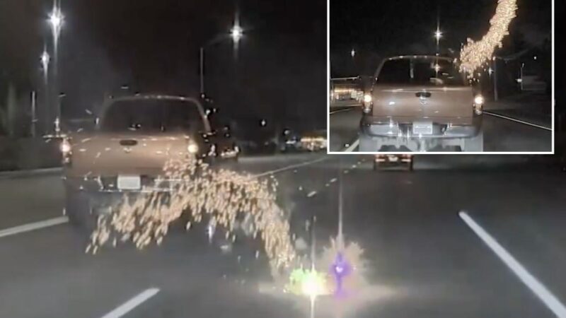 Washington truck driver shoots fireworks in dashcam road rage