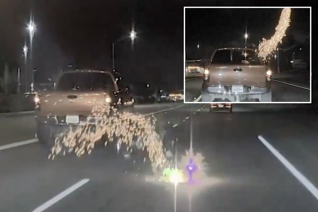 Washington truck driver shoots fireworks in dashcam road rage