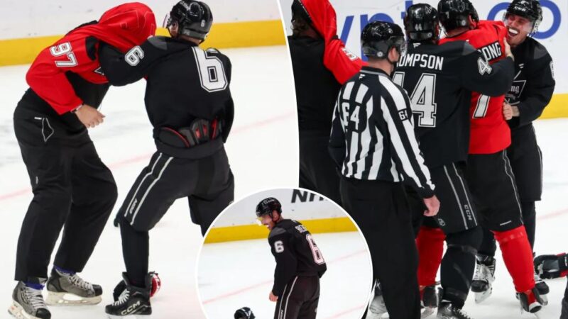 Watch Justin Bieber drops gloves with Jeremy Roenick at L.A. charity hockey game