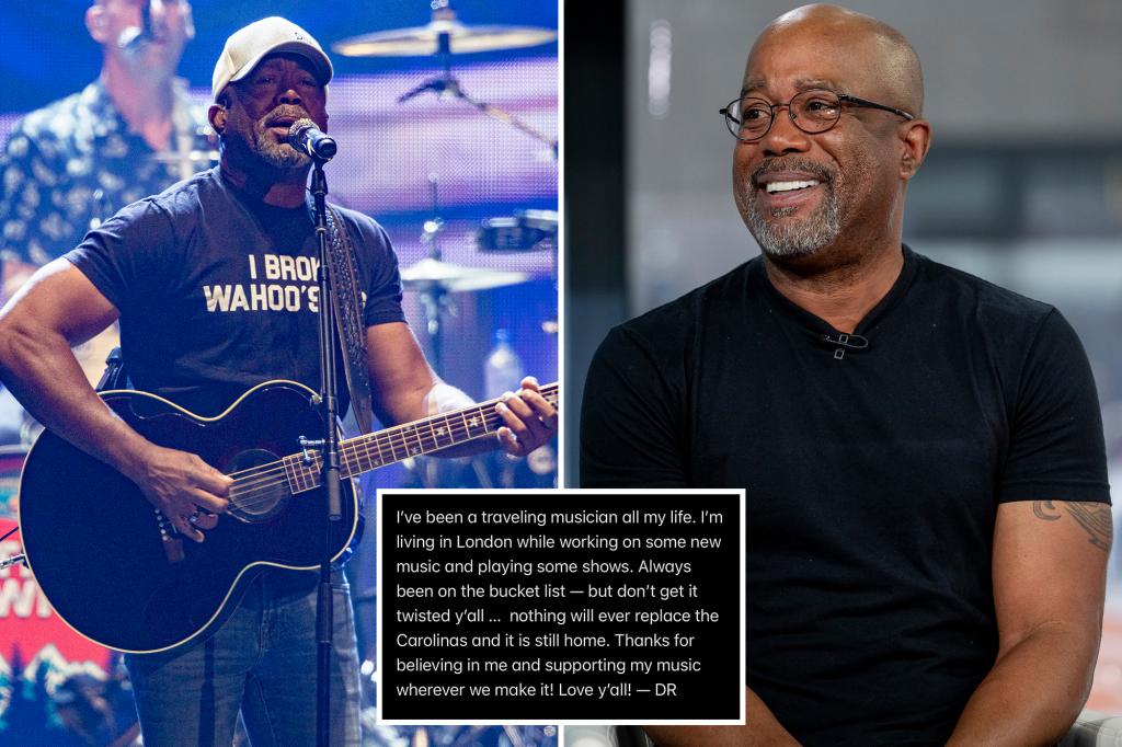 Darius Rucker shuts down reports he ditched the Carolinas for London