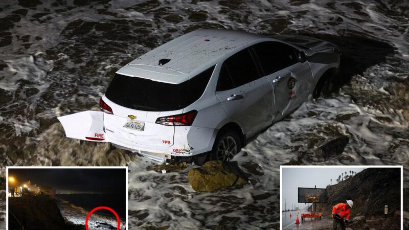 Firefighter swept into ocean in wild mudslide as heavy rain slams fire-ravaged Los Angeles