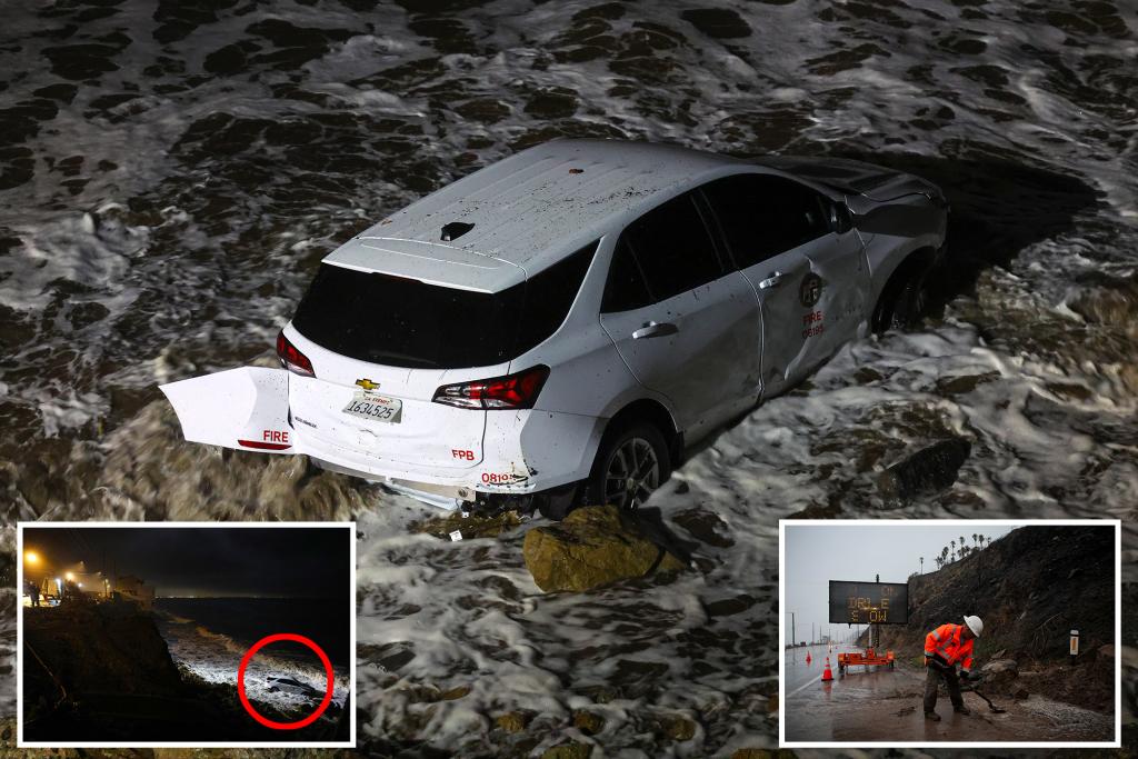 Firefighter swept into ocean in wild mudslide as heavy rain slams fire-ravaged Los Angeles