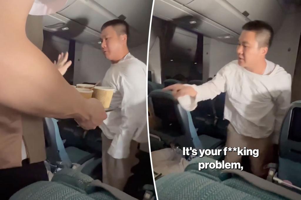 Furious passenger screams at another flyer in wild seat-rage video: ‘It’s your f–king problem!’