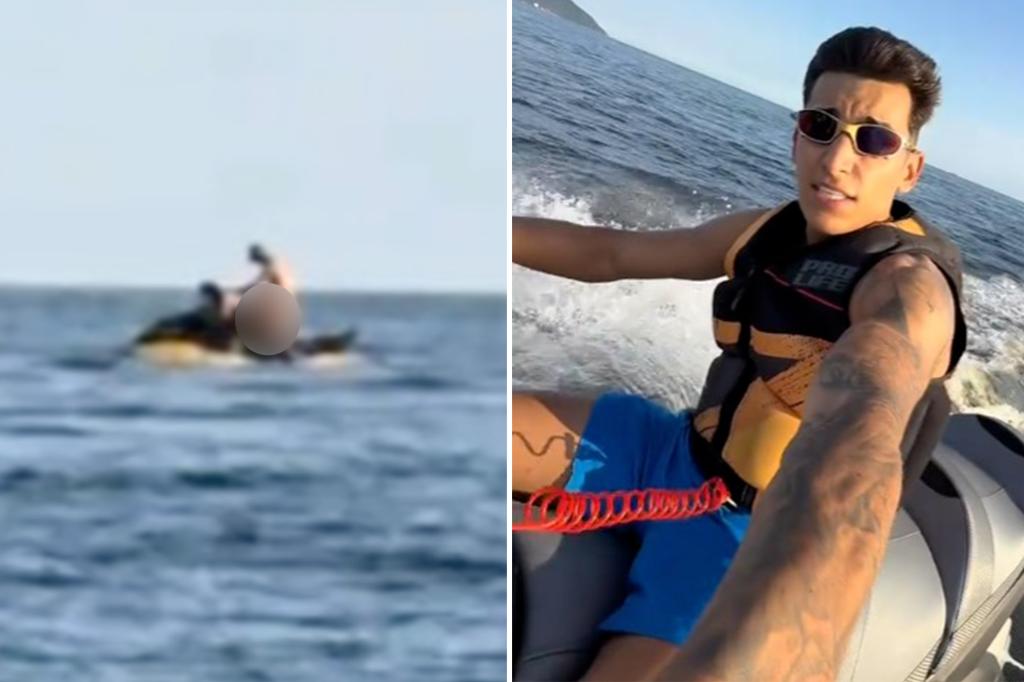 Influencer’s X-rated observation while out on a jet ski in São Vicente, Brazil