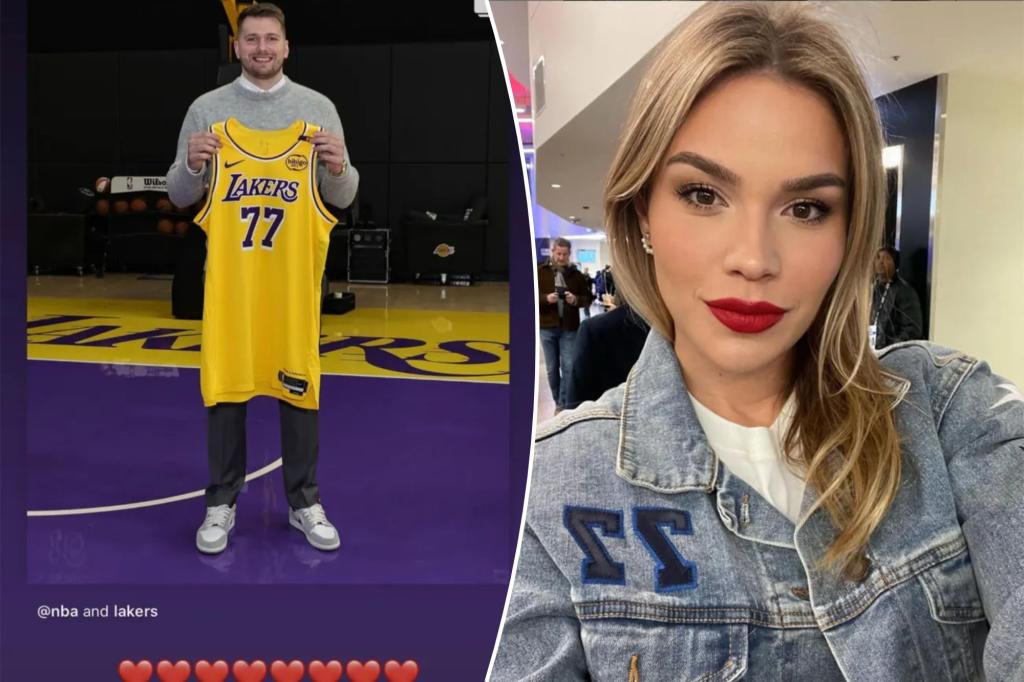 Luka Doncic’s fiancée reacts to seeing him with Lakers jersey after trade