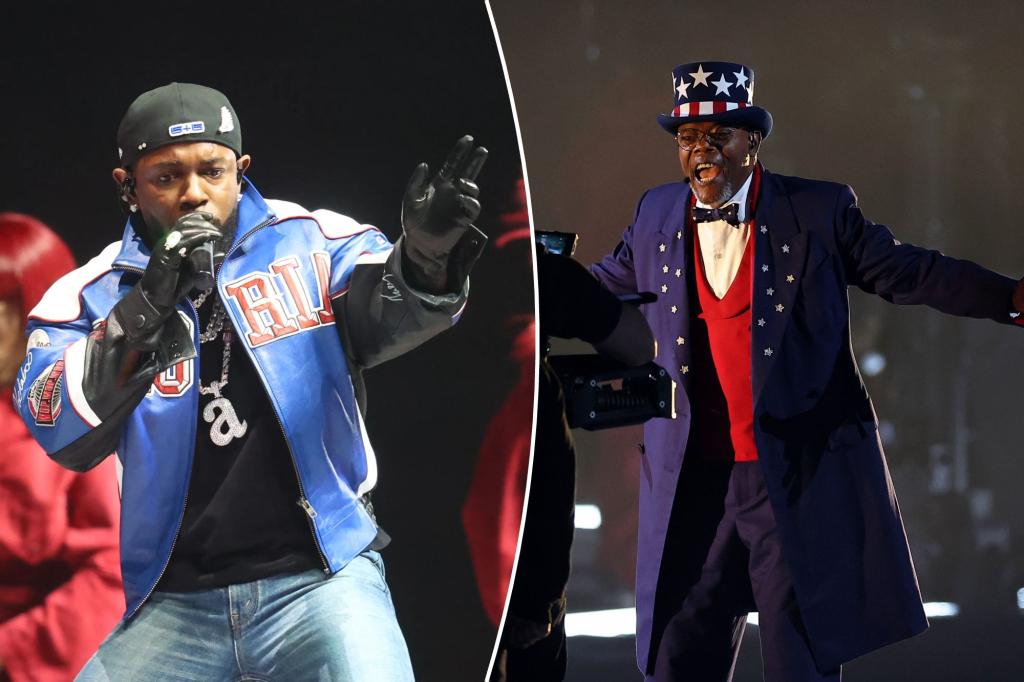 Samuel L. Jackson in Kendrick Lamar’s Super Bowl 2025 halftime show performance