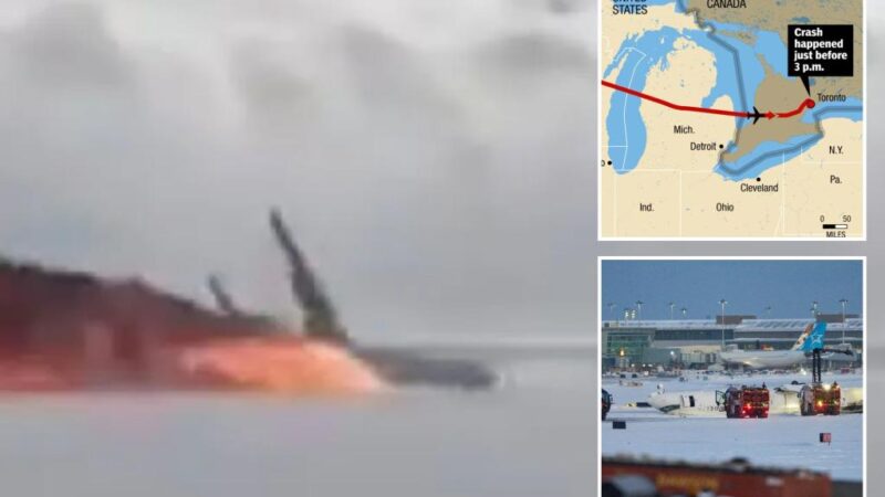 Video shows moment Delta plane burst into flames before flipping in Toronto