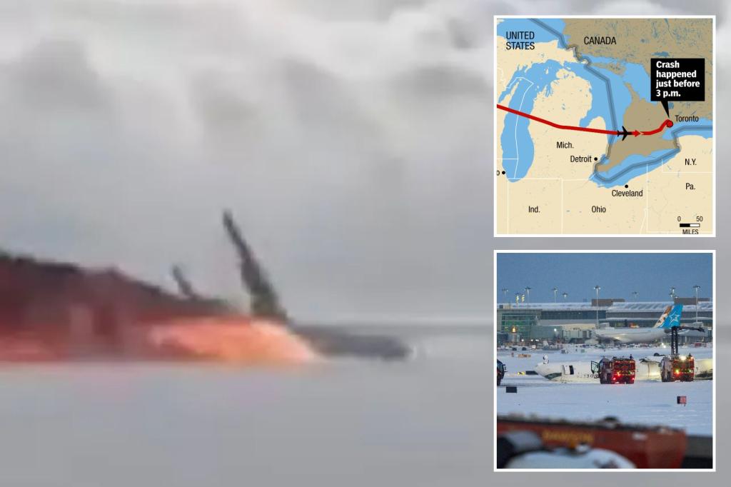 Video shows moment Delta plane burst into flames before flipping in Toronto