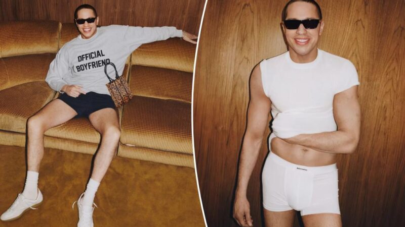 Pete Davidson poses in his underwear for Reformation after tattoo removal