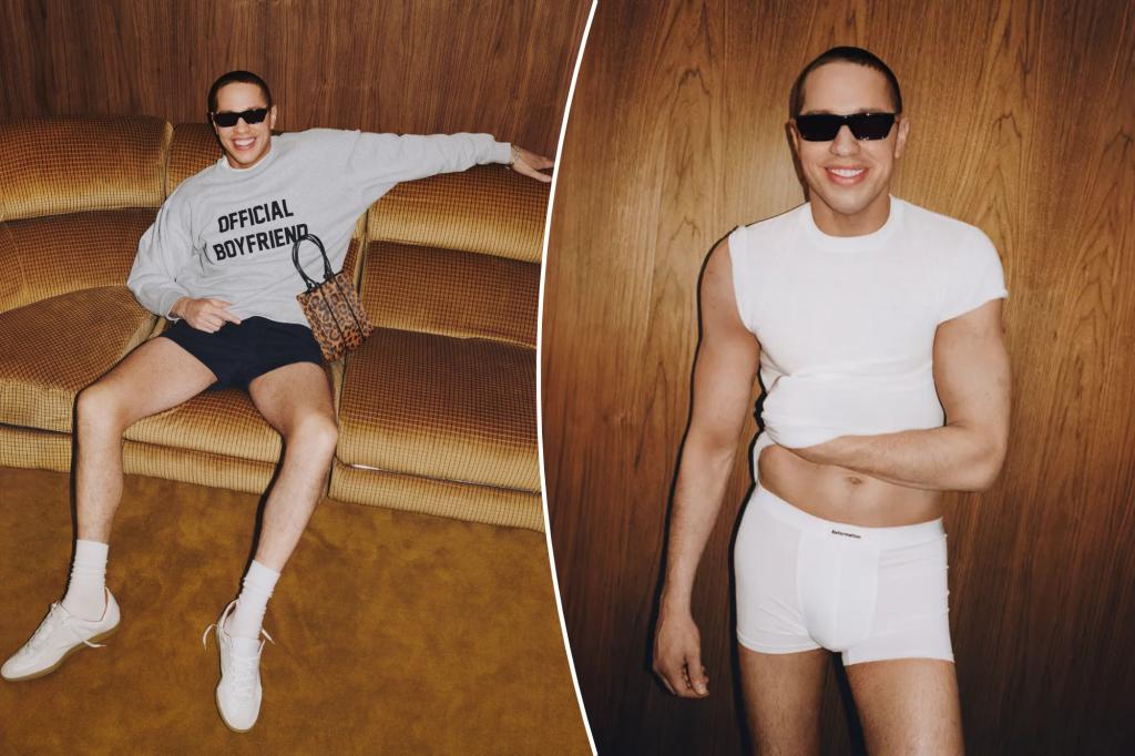 Pete Davidson poses in his underwear for Reformation after tattoo removal