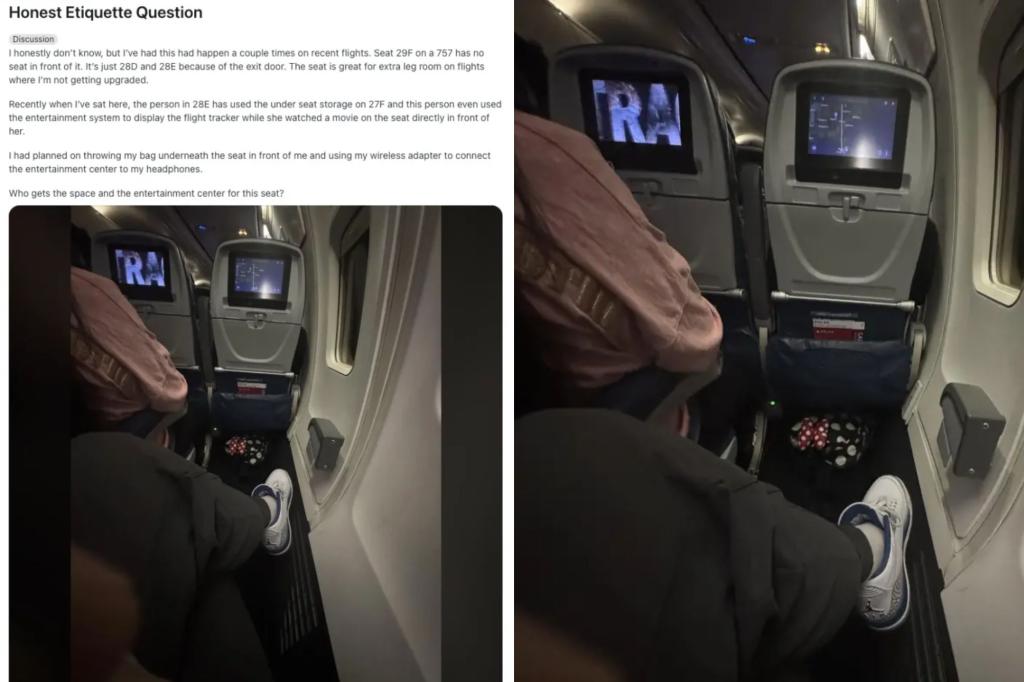 Flight passenger asks who controls entertainment center for extra seat, ignites etiquette debate