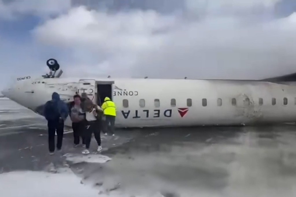 Security footage shows Delta plane burst into flames and crash at Toronto Airport (Video)